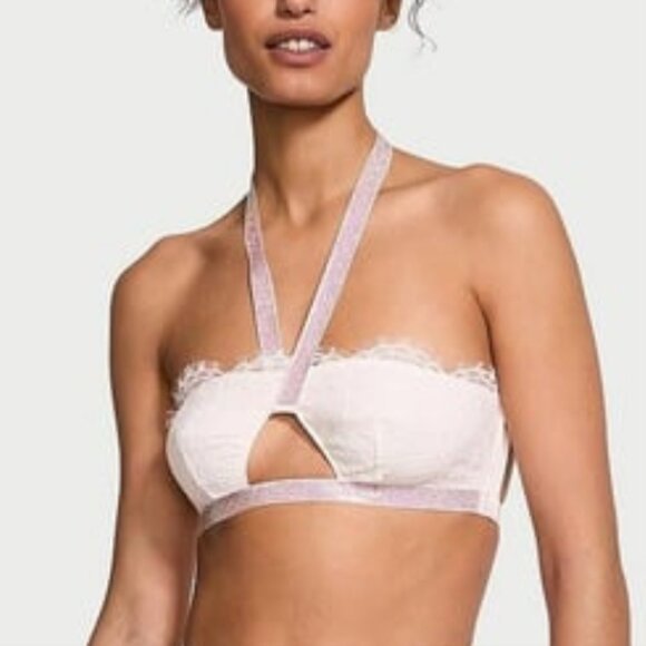 New Victoria's Secret Very Sexy XS Shine Strap White Lace Bralette Crop Top - Picture 2 of 2